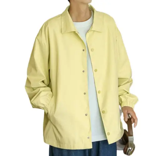 Solid Color Lapel Press Button Jacket