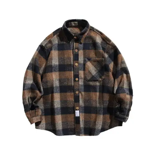 Classic Plaid Sanding Lapel Long Sleeve Shirt