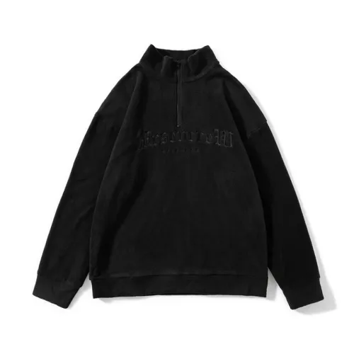 New Fashion Brand Fleece Embroidered Letter Vertical Collar Zipper Sweatshirt