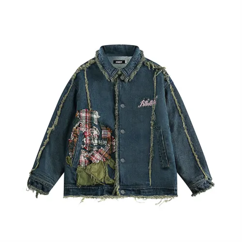 Embroidery Stitching Old Denim Cotton-padded Clothes Loose Casual Jacket