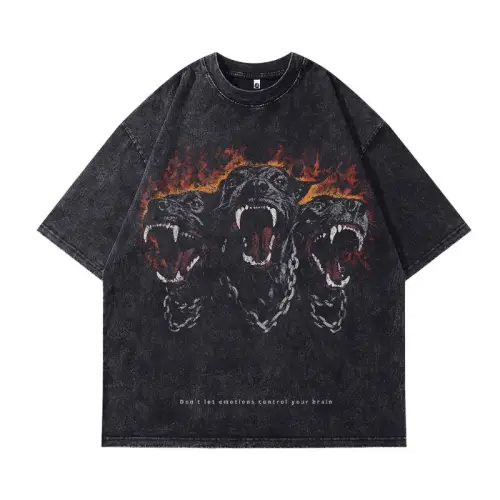 Doberman Print Washed and Distressed T-Shirt