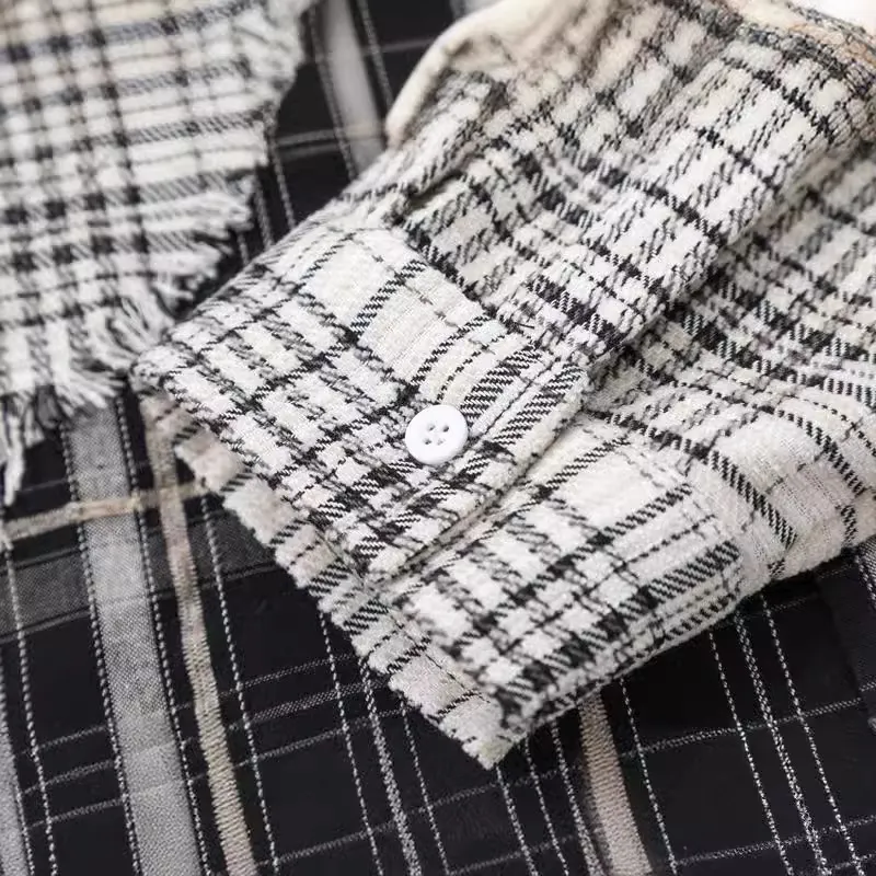 Trendy Casual Plaid Fake Two Piece Shirt-2