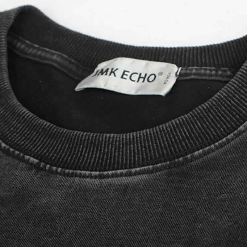Vintage Cross Printed Washed Short sleeved T shirt-20