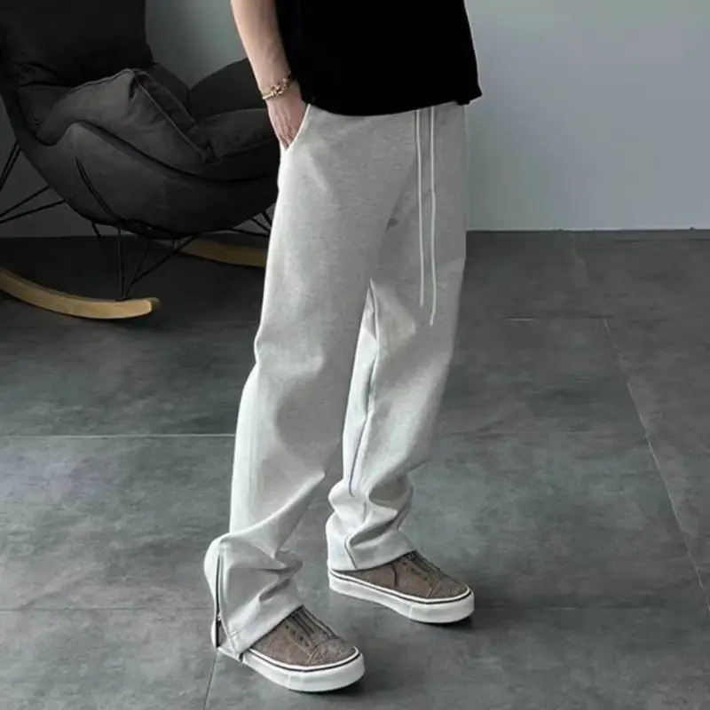 Double sided Solid Color Zipper Pants-5