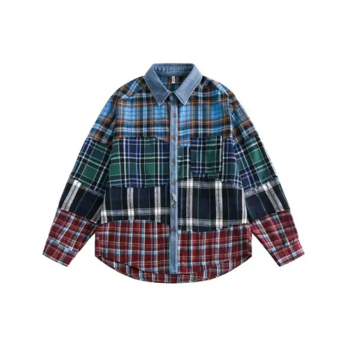 Plaid Patchwork Casual Long Sleeve Shirt