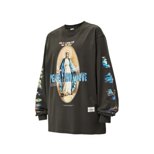 Retro Religious Virgin Printed Long Sleeve T-shirt