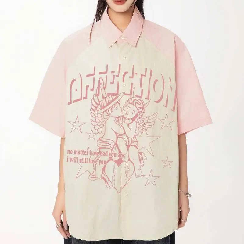Loose Casual Angel Print Shirt-2