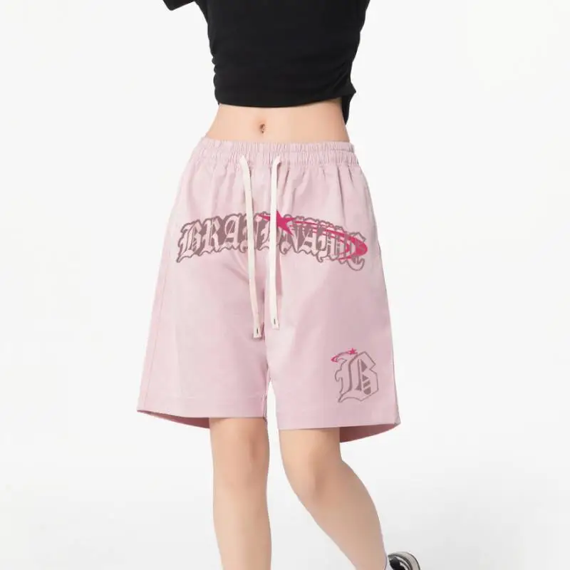 Gothic Letter Print Shorts-10