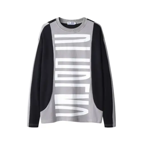 Tide Contrast Stitching Crack Printed Turtlenette Loose Long Sleeve Sweatshirt