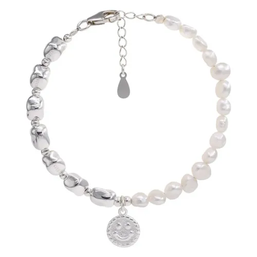 Pearl Smiley Face Pendant Bracelet