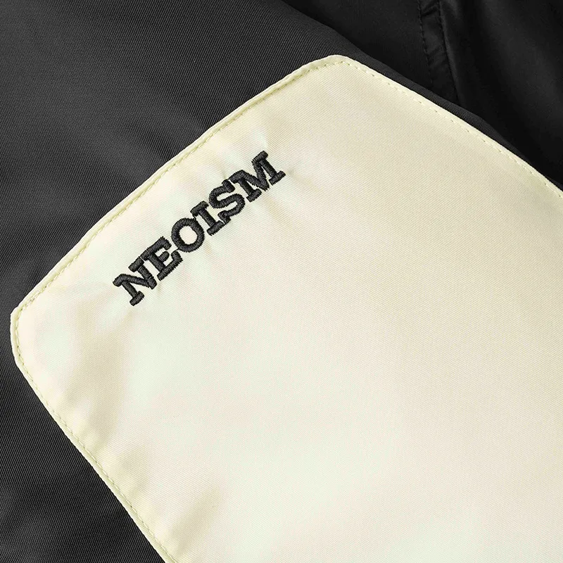 Contrast Color Stitching Letter Embroidered Collar Cotton padded Clothes-3