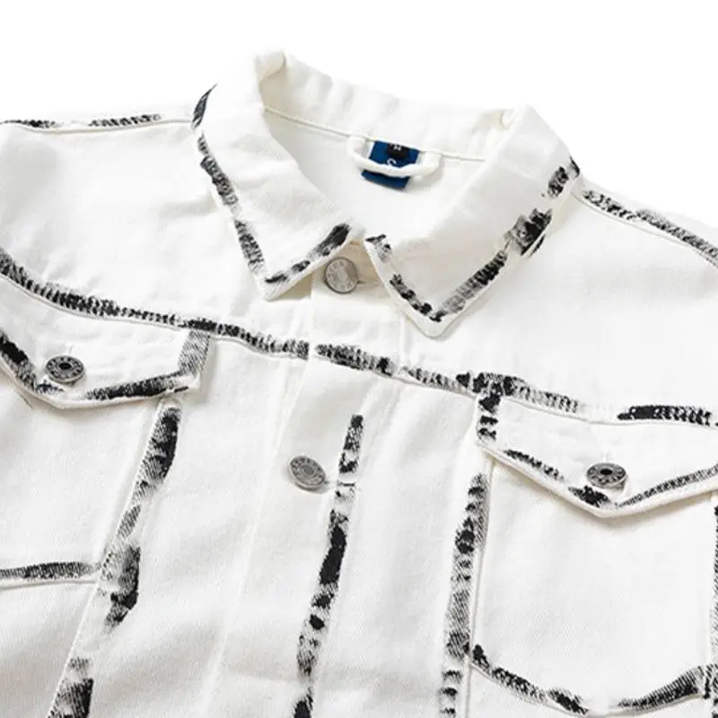 Striped Printed Denim Jacket-2