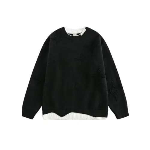 Fake Two-piece Crewneck Knitted Sweatshirt