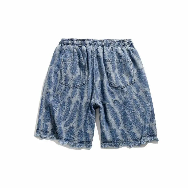 Casual Trendy Feather Print Shorts-1