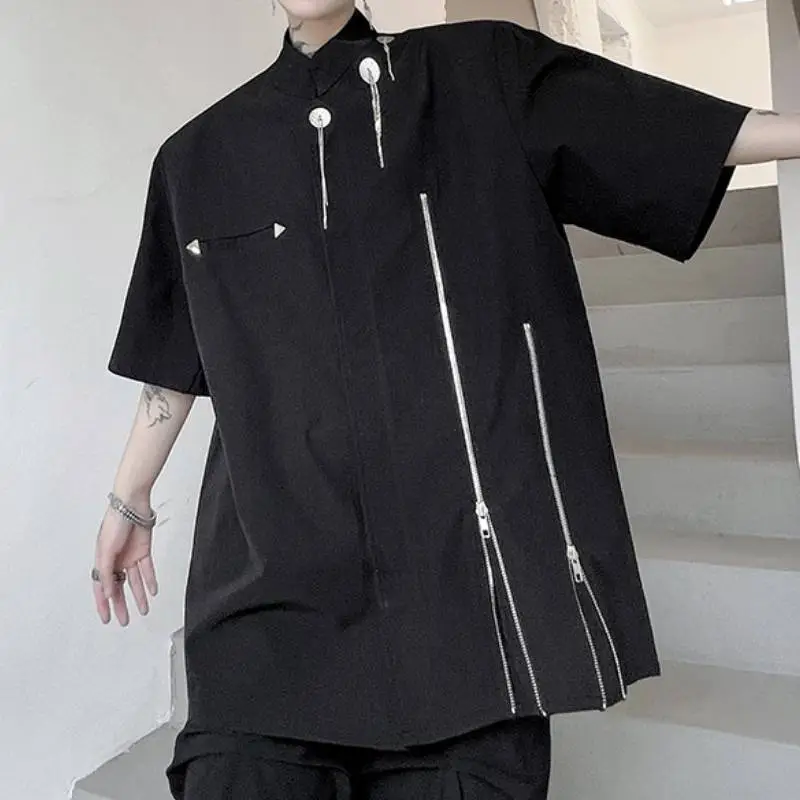 Dark Style Stand Up Collar Shirt-2