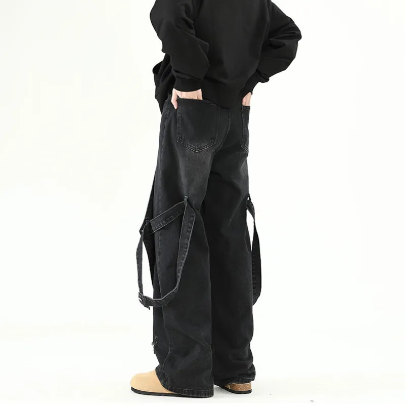 Retro Splicing Workwear Pants-2