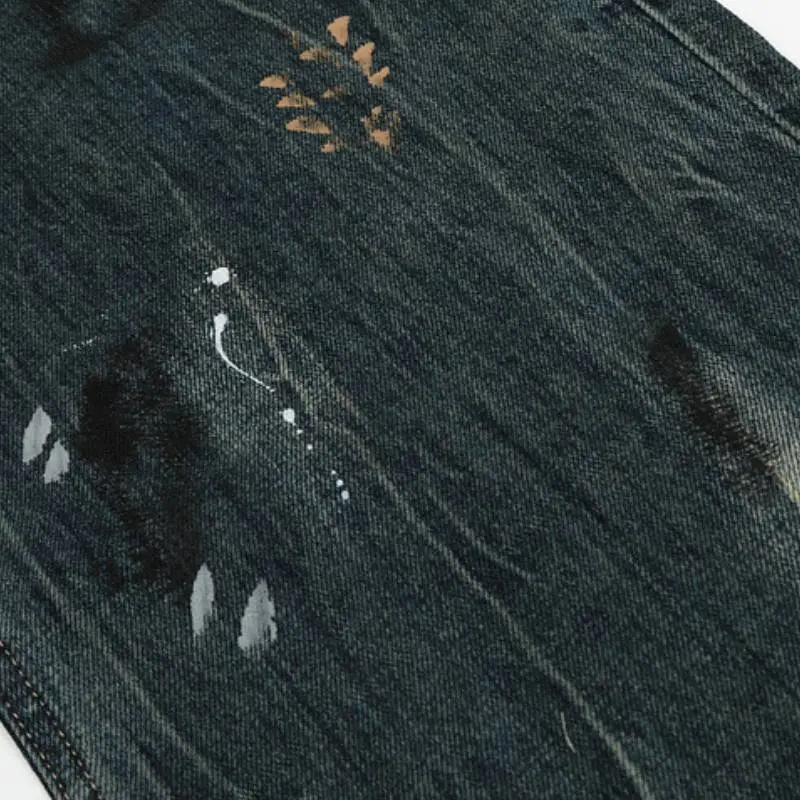 Retro Splash Ink Design Sense Loose Straight Jeans-3