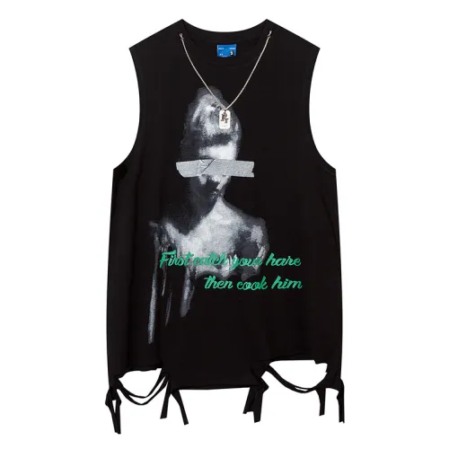 Loose Destroyed Hem Vest