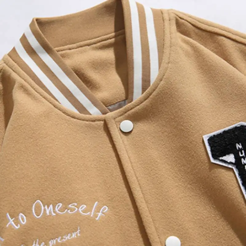 Retro Embroidered Contrast Color Baseball Suit Jacket-4