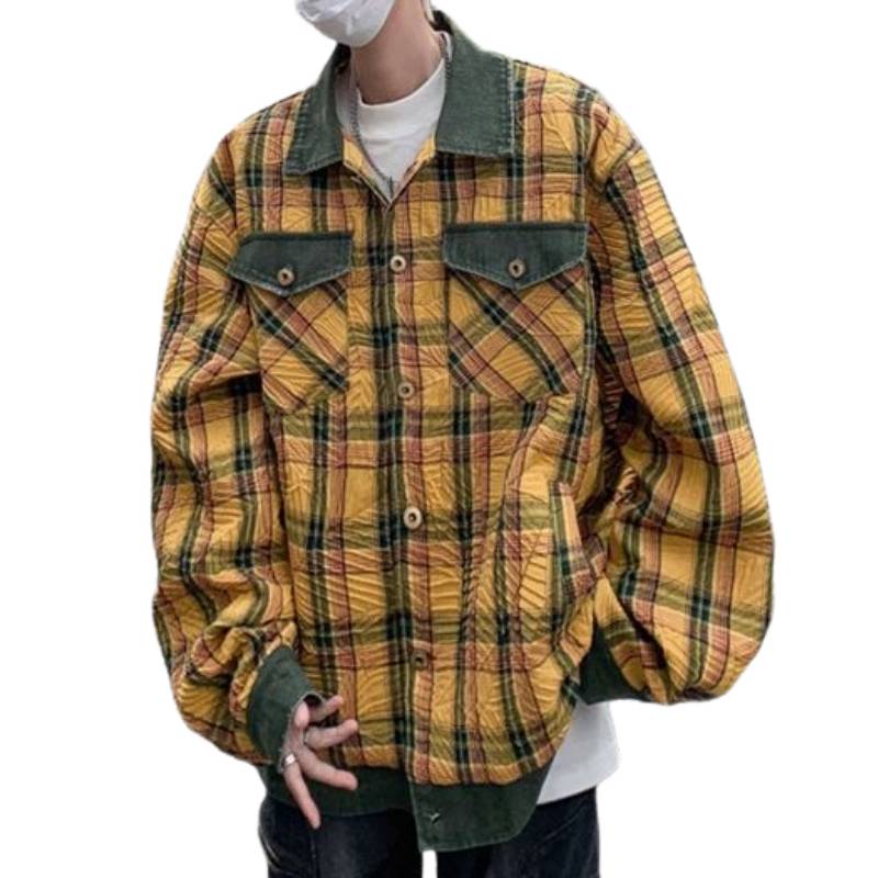 Plaid Contrast Color Stitching Jacket XL - POIZON