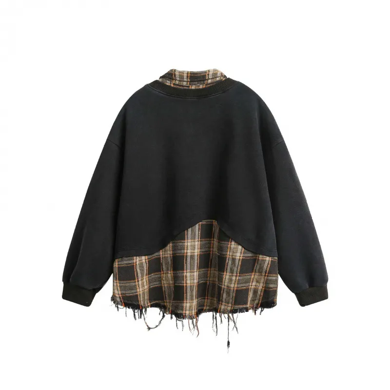 Fake Two Piece Splicing Casual Sweater-1