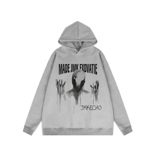 Retro Dark Ghost Print Fleece High Street Loose Hoodie