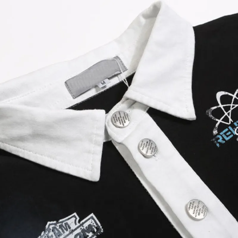 Trendy Retro Loose Printed Letter Polo-4