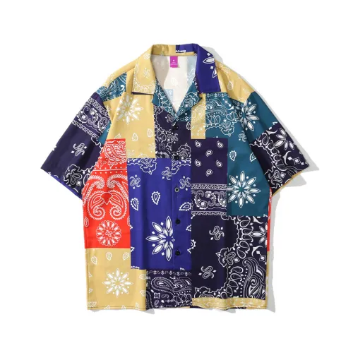 Retro West Coast Cashew Flower Splicing Shirt