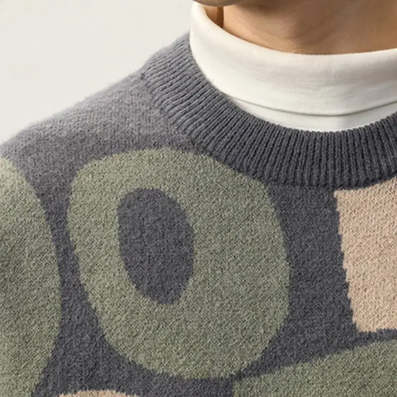 New Vintage Loose Trendy Brand Round Neck Thickened Knitwear swag OOTD-10