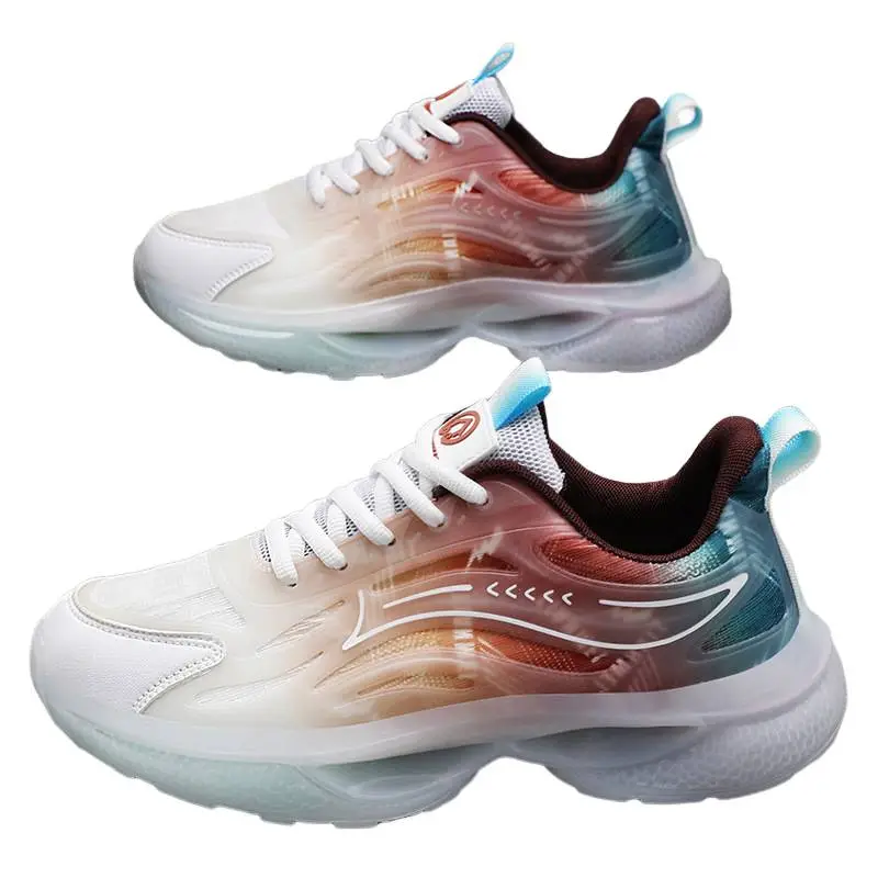 Trendy Gradient Color Thick Soled Sneakers-11