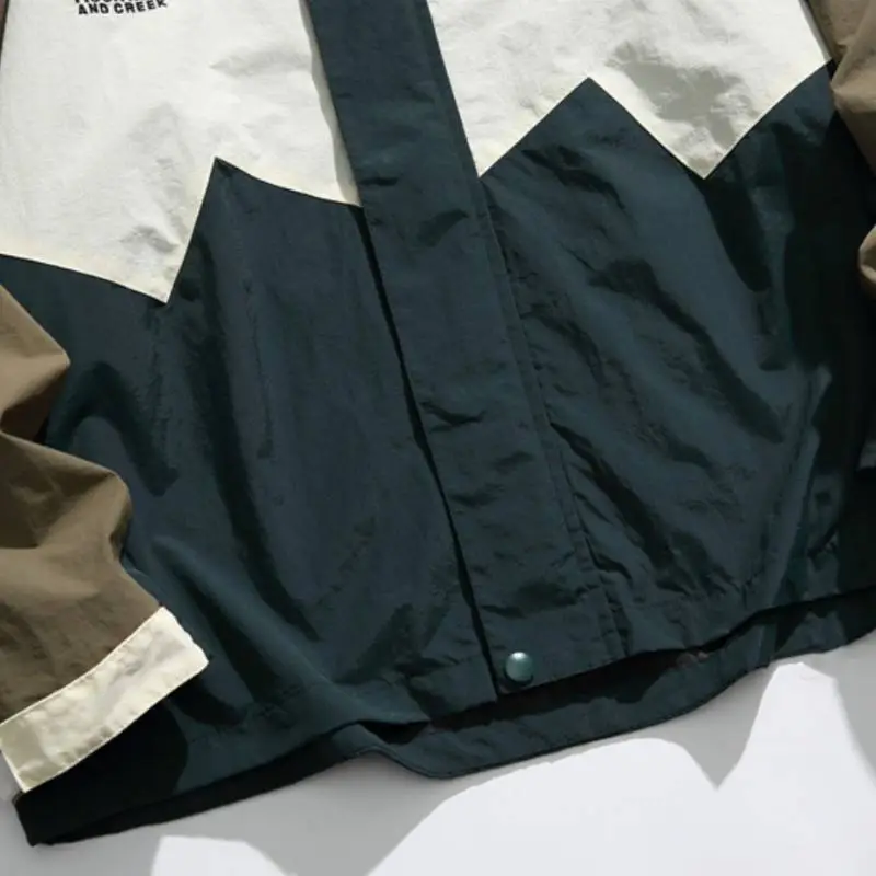 Retro Color Split Jacket Loose Casual Jacket-3