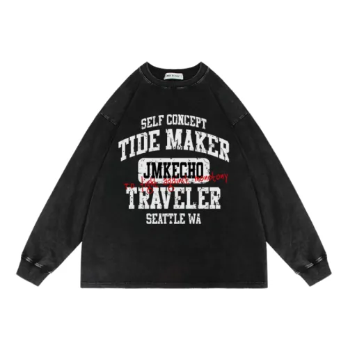 Trendy Letters Old Washed Crewneck Hoodie