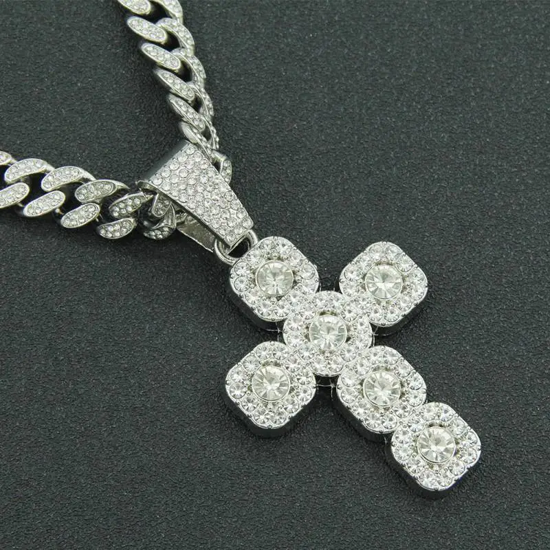 Diamond Cross Pendant Cuban Chain-1