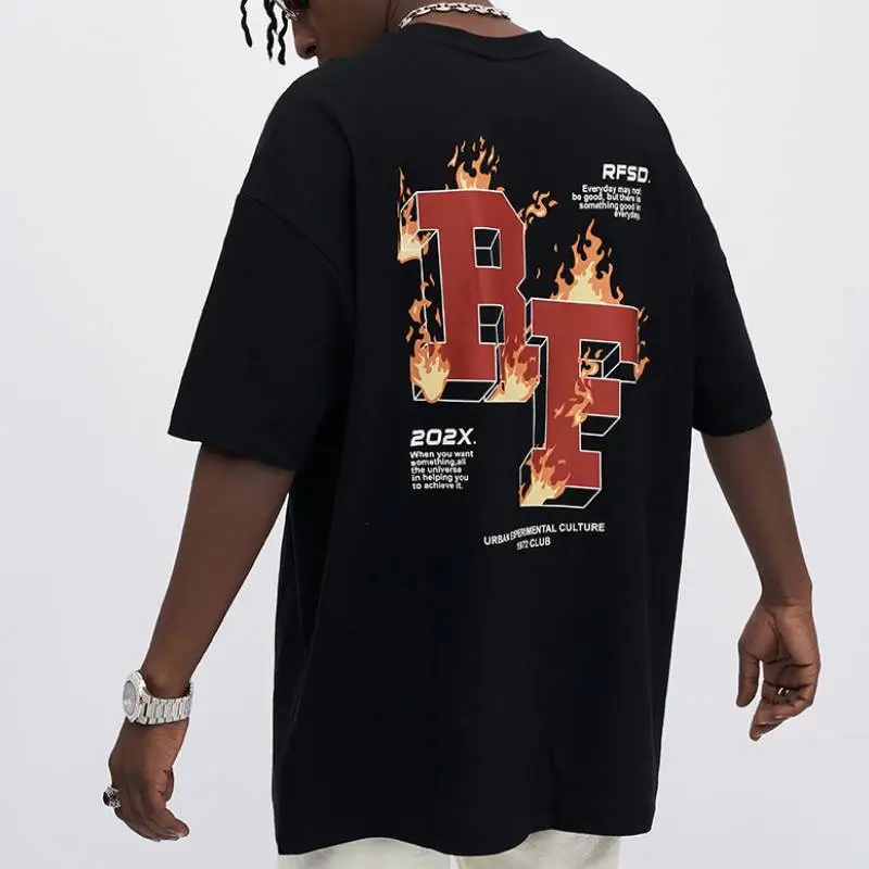 Loose Gothic Letter T Shirt-9