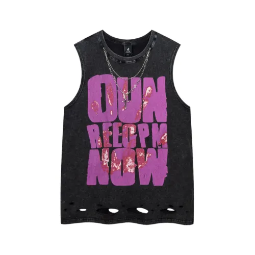 Street Fashion Washed Print Cross Vest