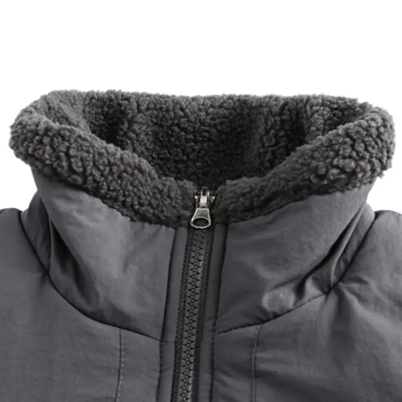 Splicing Stand Collar Cotton Coat-3