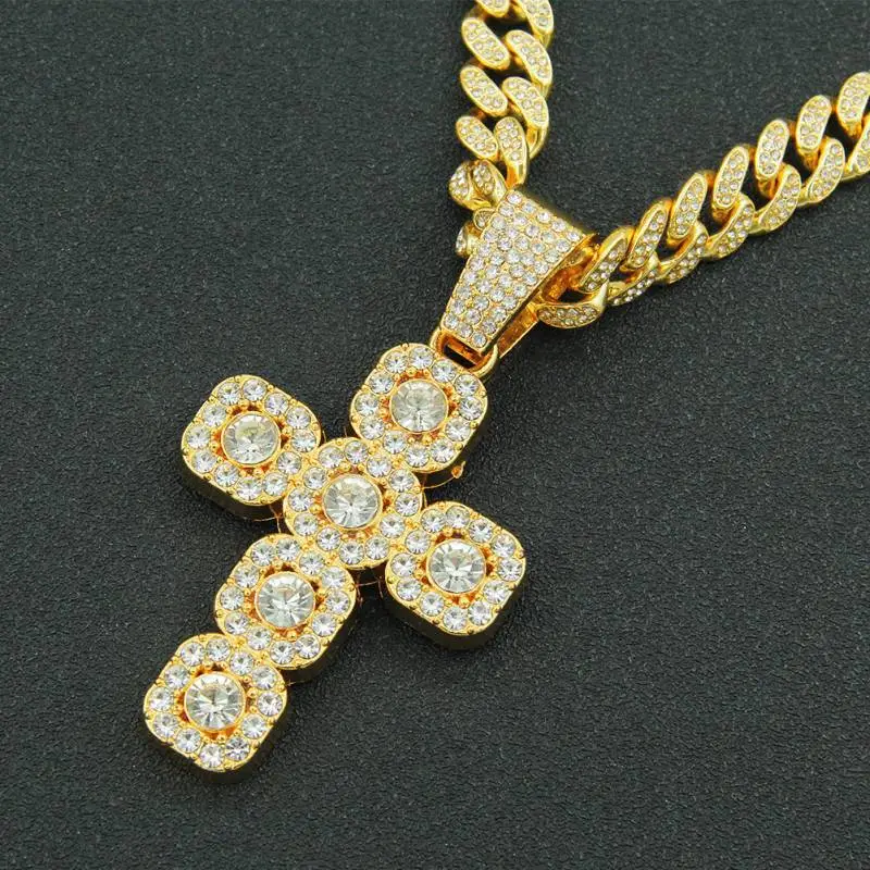 Diamond Cross Pendant Cuban Chain-4