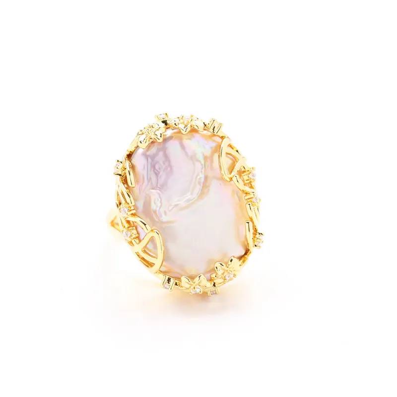 Retro Pearl Two Color Ring-5