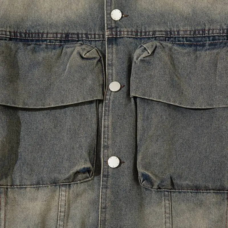 New Style Retro Washed Distressed Denim Jacket-3