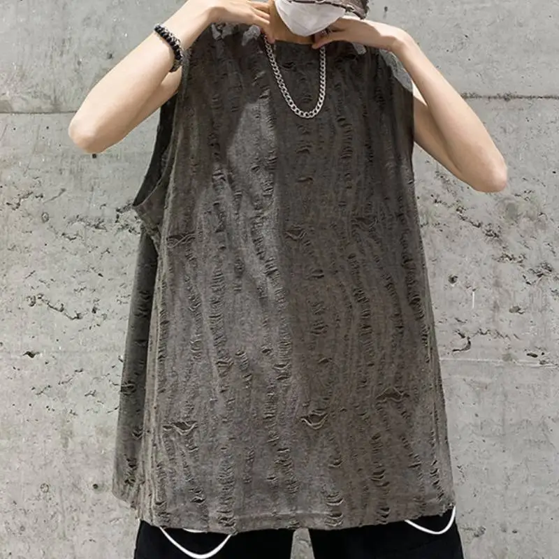 Dark Trendy Large Size Sleeveless Vest-3