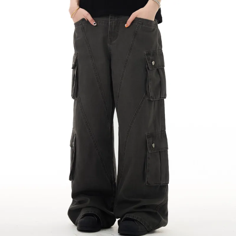 Casual Loose Straight Leg Cargo Pants-1