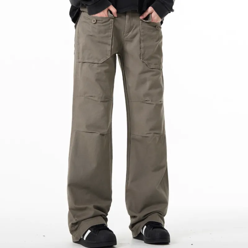 Retro Straight Leg Casual Cargo Pants-1