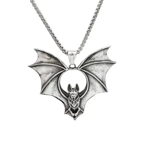 Stainless Steel Necklace Retro Personality Bat Pendant