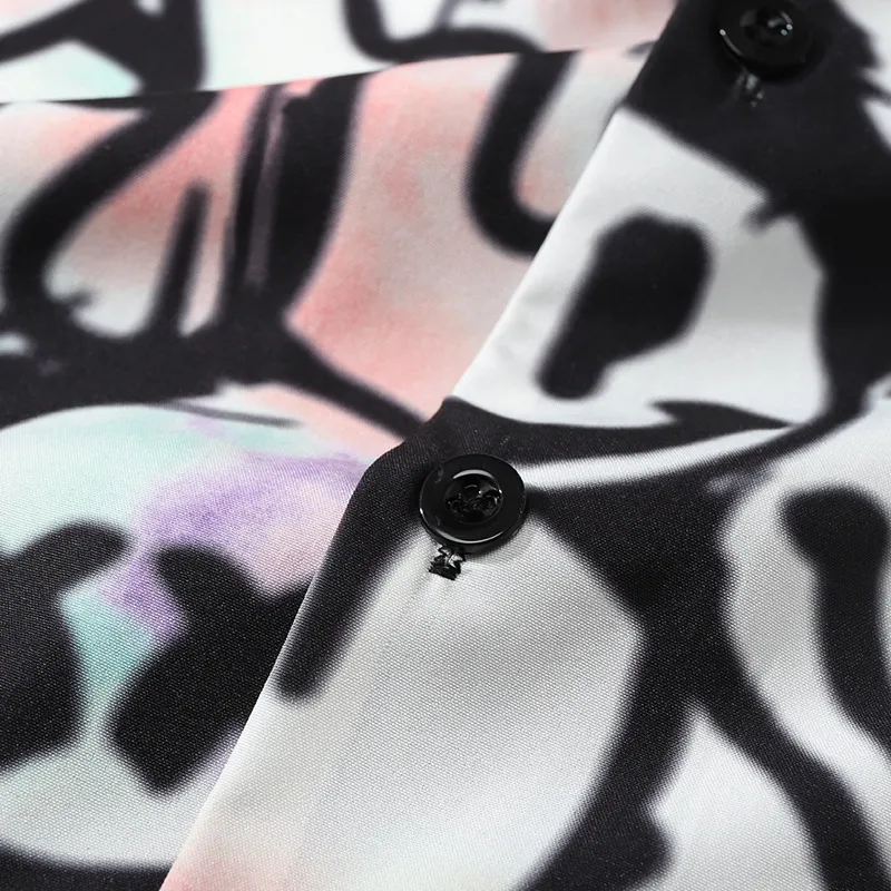 Print Graffiti Smiley Face Shirt-2