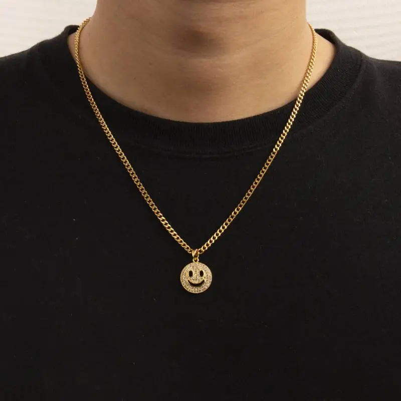 Zircon Smiley Face Necklace-1