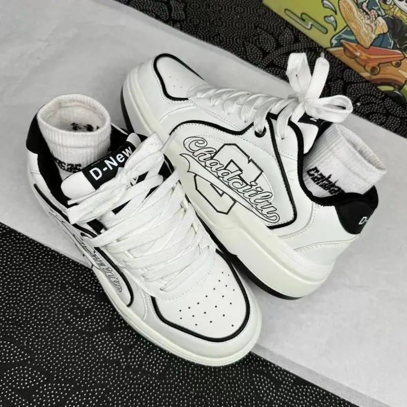Thick Bottom Breathable Trendy White Shoes-1