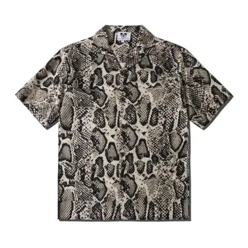 Street Hip-Hop Casual Cardigan Snake Print Short-Sleeved Shirt Swag OOTD