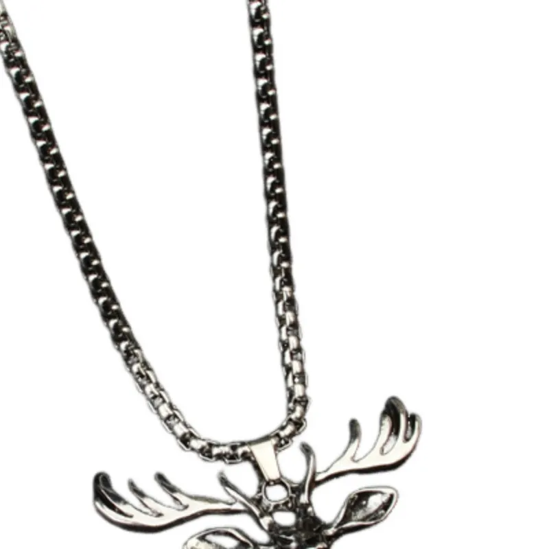 Titanium Steel Retro Deer Pendant Necklace-2