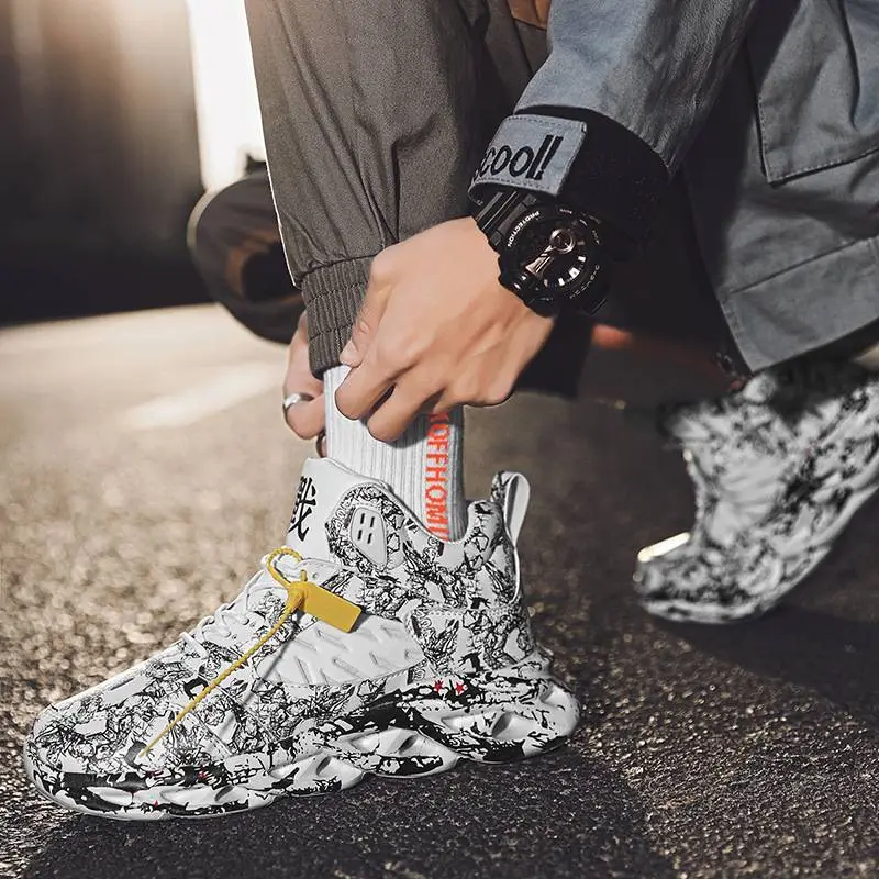 Graffiti High top Lightweight Breathable Tide Shoes-11