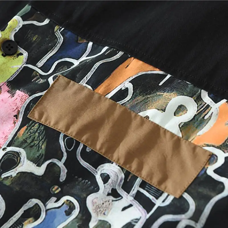 Oil Painting Pattern Color matching Long sleeved Shirt swag OOTD-13
